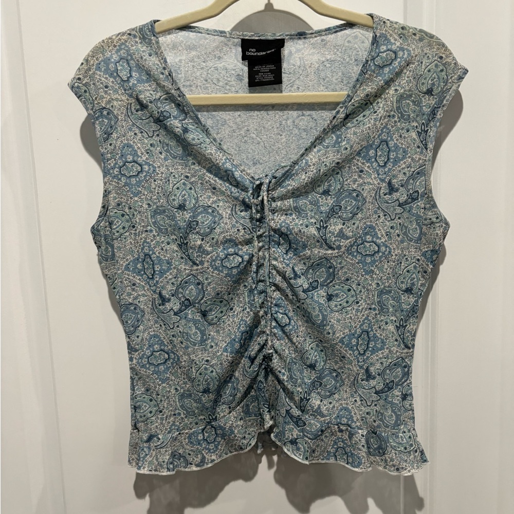 No Boundaries Sleeveless Cropped Blouse, Sz Juniors L 11/13